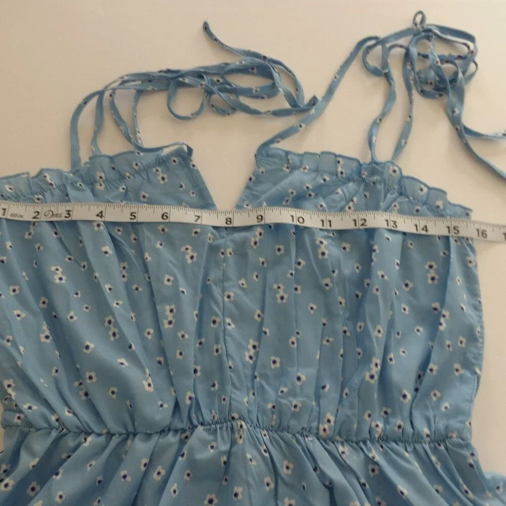 New! ZAFUL Forever Young - Floral Print‎ Tie Mini Sundress - Light Blue - Size 6